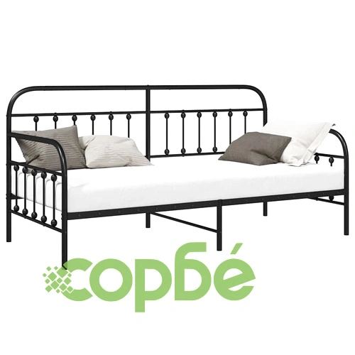 Стоманена рамка за легло за ден черна 90x200 см ➤ топ цена ➤ sorbe.bg
