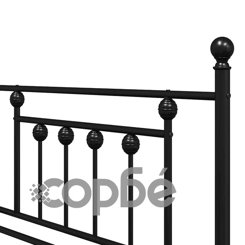 Стоманена рамка за легло за ден черна 100x190 см с табла ➤ топ цена ➤ sorbe.bg