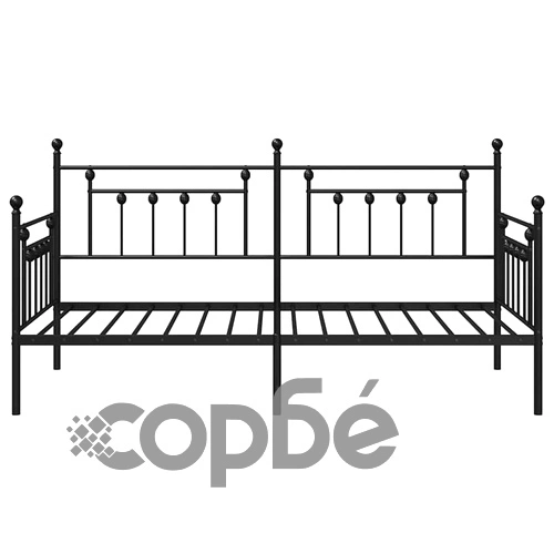 Стоманена рамка за легло за ден черна 100x190 см с табла ➤ топ цена ➤ sorbe.bg