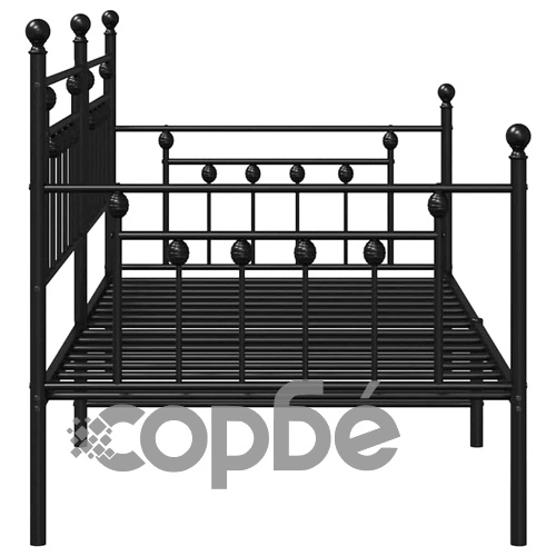 Стоманена рамка за легло за ден черна 100x190 см с табла ➤ топ цена ➤ sorbe.bg