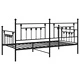 Стоманена рамка за легло за ден черна 100x190 см с табла