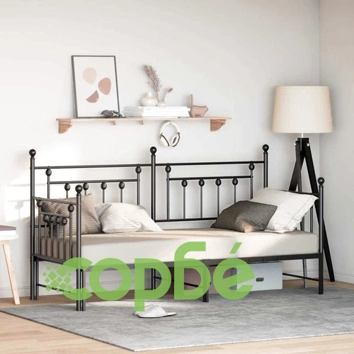 Стоманена рамка за легло с допълнително легло черна 80x200 см ➤ топ цена ➤ sorbe.bg