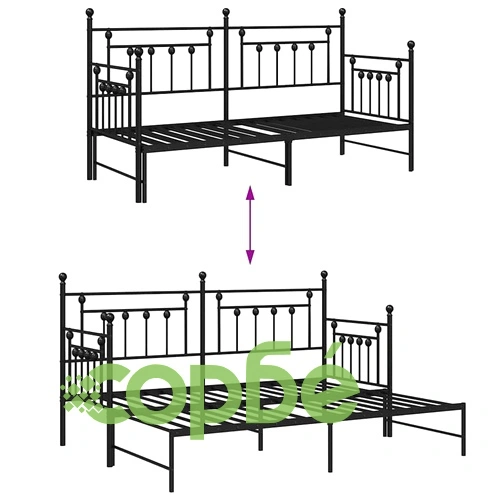 Стоманена рамка за легло с допълнително легло черна 80x200 см ➤ топ цена ➤ sorbe.bg