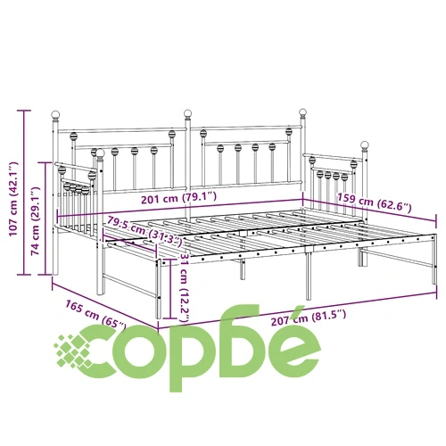 Стоманена рамка за легло с допълнително легло черна 80x200 см ➤ топ цена ➤ sorbe.bg