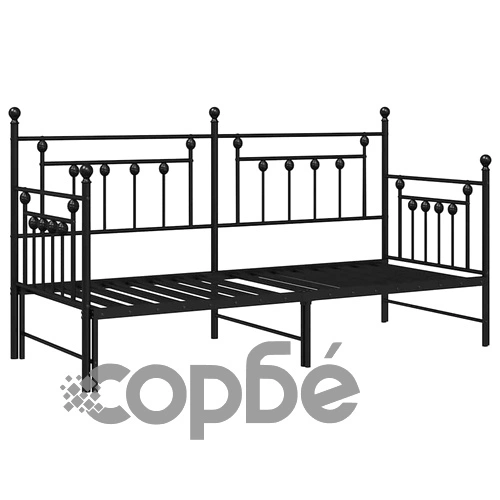 Стоманена рамка за легло с допълнително легло черна 80x200 см ➤ топ цена ➤ sorbe.bg