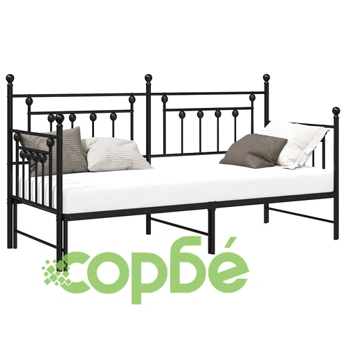 Стоманена рамка за легло с допълнително легло черна 80x200 см ➤ топ цена ➤ sorbe.bg