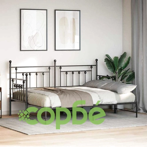 Стоманена рамка за легло с допълнително легло черна 80x200 см ➤ топ цена ➤ sorbe.bg