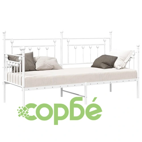 Стоманена рамка за легло за ден бяла 75x190 см ➤ топ цена ➤ sorbe.bg