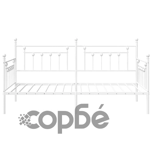 Стоманена рамка за легло за ден бяла 100x200 см с решетъчна основа ➤ топ цена ➤ sorbe.bg