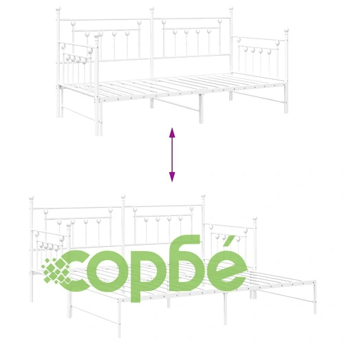 Стоманена рамка за легло за ден с допълнително легло бяла 90x200 см ➤ топ цена ➤ sorbe.bg