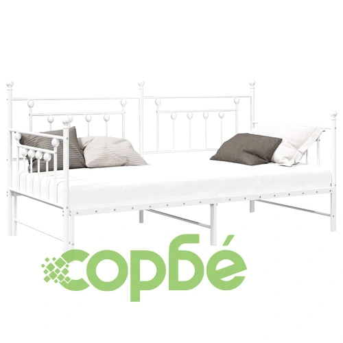 Стоманена рамка за легло за ден с допълнително легло бяла 90x200 см ➤ топ цена ➤ sorbe.bg