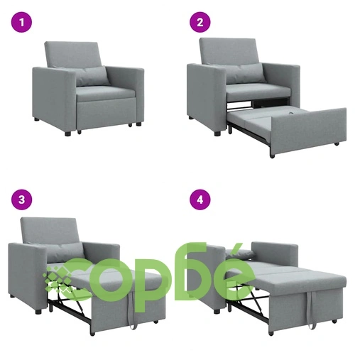 3-в-1 диван легло трансформер светлосиво 90x165x87 см текстил ➤ топ цена ➤ sorbe.bg