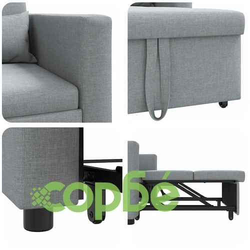 3-в-1 диван легло трансформер светлосиво 90x165x87 см текстил ➤ топ цена ➤ sorbe.bg