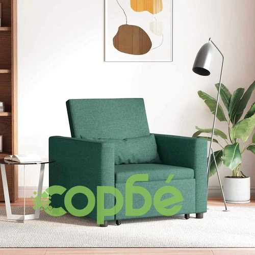 Единичен диван легло 3 в 1 тъмнозелено 90x165x87 см текстил ➤ топ цена ➤ sorbe.bg