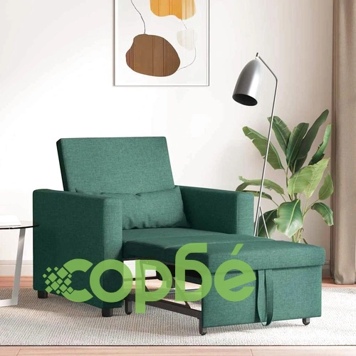 Единичен диван легло 3 в 1 тъмнозелено 90x165x87 см текстил ➤ топ цена ➤ sorbe.bg