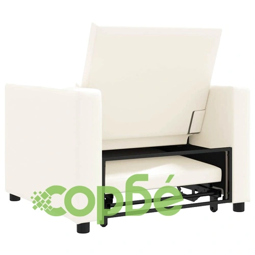 Диван легло 3-в-1 трансформиращ се единичен кремав лен 90x165x87 см ➤ топ цена ➤ sorbe.bg