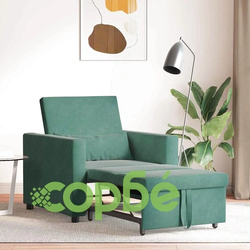 Единичен диван легло 3в1 тъмнозелено кадифе 90x165x87 см ➤ топ цена ➤ sorbe.bg