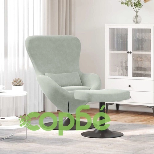 Яйцевиден стол с подставка за крака светлосив 63x73x90 см кадифе ➤ топ цена ➤ sorbe.bg