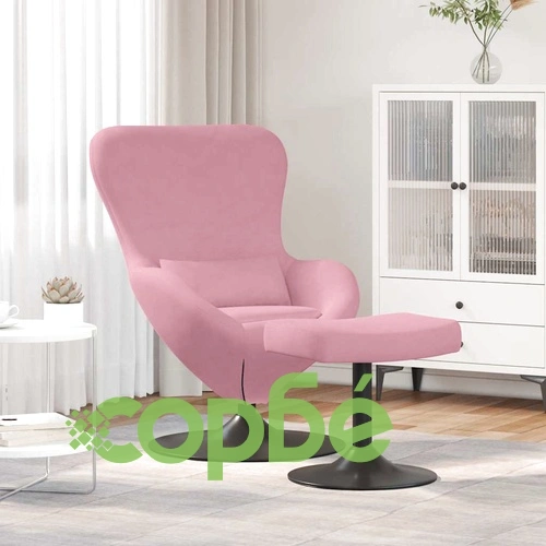 Яйцевиден стол с поставка за крака розово кадифе 63x73x90 см ➤ топ цена ➤ sorbe.bg