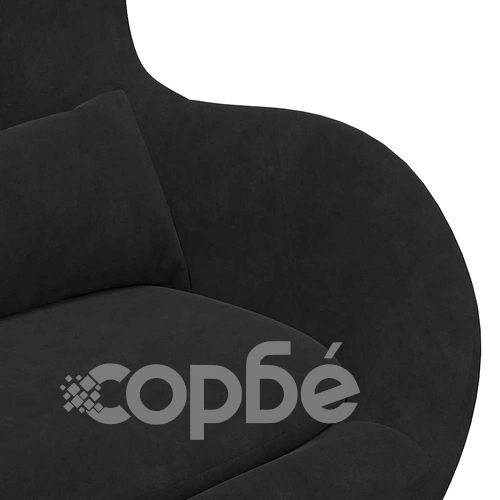 Яйцевиден стол с поставка за крака от черно кадифе 63x73x90 см ➤ топ цена ➤ sorbe.bg