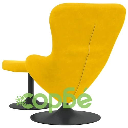 Яйцевиден стол с поставка за крака от жълто кадифе 63x73x90 см ➤ топ цена ➤ sorbe.bg