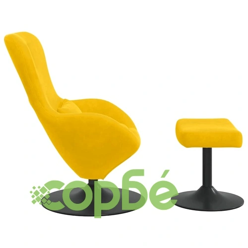 Яйцевиден стол с поставка за крака от жълто кадифе 63x73x90 см ➤ топ цена ➤ sorbe.bg