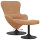 Яйцевиден стол с поставка за крака кафяв кадифе 63x73x90 см