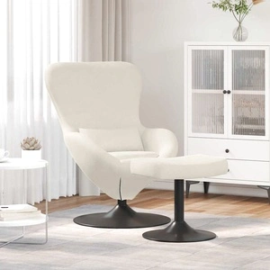 Яйцевиден стол с поставка за крака от кадифе крем 63x73x90 см