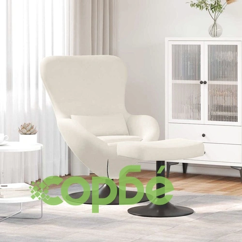 Яйцевиден стол с поставка за крака от кадифе крем 63x73x90 см ➤ топ цена ➤ sorbe.bg