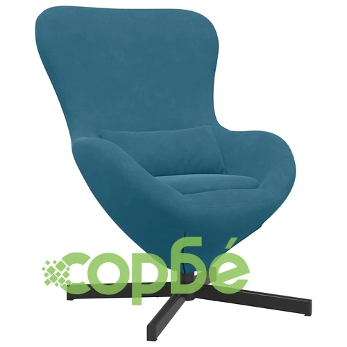 Стол яйце от кадифе в синьо, 63 x 73 x 90 см ➤ топ цена ➤ sorbe.bg