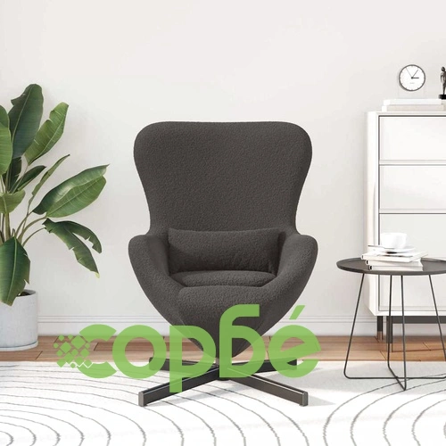 Стол тип яйце с въртяща се основа, тъмносив текстил, 63 x 73 x 90 см ➤ топ цена ➤ sorbe.bg