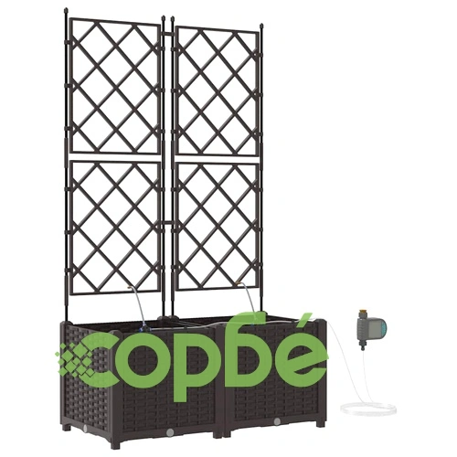 Градински саксии с напоителна система 80x40x142 см стомана кафяво ➤ топ цена ➤ sorbe.bg