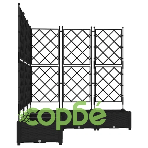 Градинска саксия с решетка, 5 бр., Черно, 120 x 120 x 125,5 см, ПП ➤ топ цена ➤ sorbe.bg