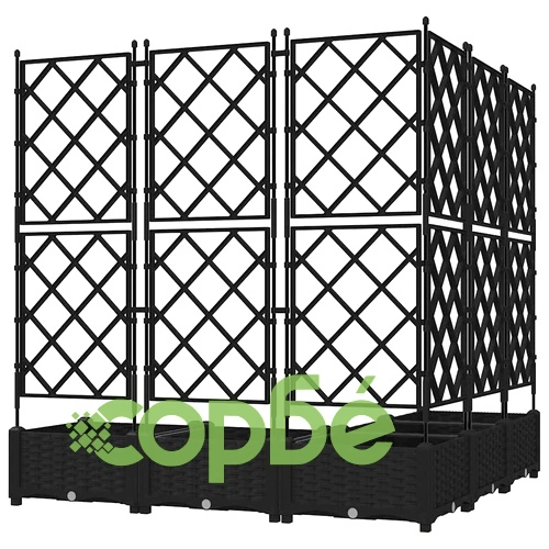 Градинска саксия с решетка, 5 бр., Черно, 120 x 120 x 125,5 см, ПП ➤ топ цена ➤ sorbe.bg