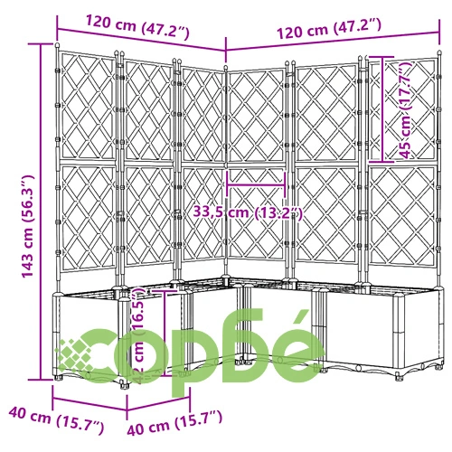 Градинска саксия с решетка черна 120x120x143 см полипропилен - комплект 5 броя ➤ топ цена ➤ sorbe.bg