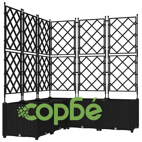 Градинска саксия с решетка черна 120x120x143 см полипропилен - комплект 5 броя ➤ топ цена ➤ sorbe.bg