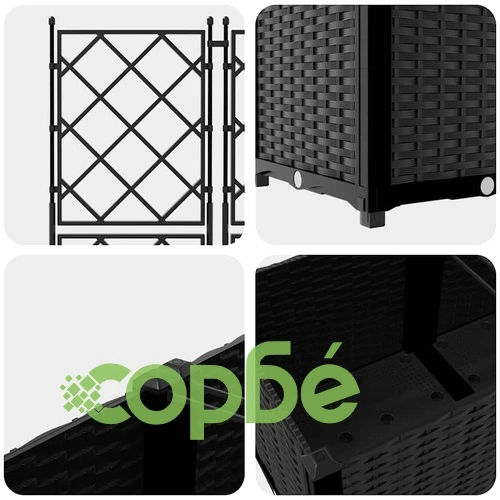 Градинска саксия с решетка черна 120x120x143 см полипропилен - комплект 5 броя ➤ топ цена ➤ sorbe.bg
