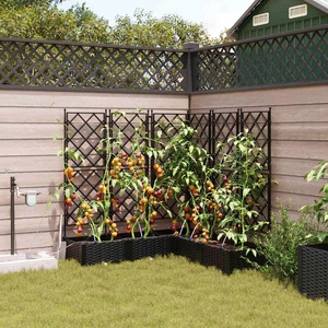 Градински саксии от стомана с напоителна система 120x120x126 см черни