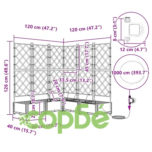 Градински саксии от стомана с напоителна система 120x120x126 см черни ➤ топ цена ➤ sorbe.bg
