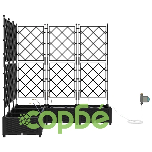Градински саксии от стомана с напоителна система 120x120x126 см черни ➤ топ цена ➤ sorbe.bg