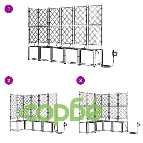 Градински саксии със система за напояване 5 бр. сив 120x120x142 см стомана ➤ топ цена ➤ sorbe.bg