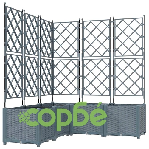 Градинска саксия с решетка светлосиво 120x120x143 см - 5 броя комплект ➤ топ цена ➤ sorbe.bg