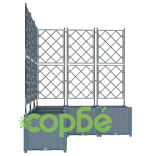 Градинска саксия с решетка светлосиво 120x120x143 см - 5 броя комплект ➤ топ цена ➤ sorbe.bg