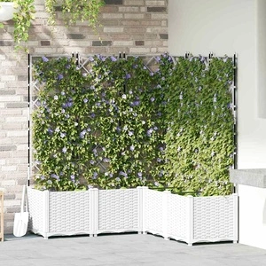 Градинска саксия с решетка бяла 120x120x143 см полипропилен