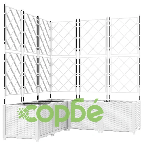 Градинска саксия с решетка бяла 120x120x143 см полипропилен ➤ топ цена ➤ sorbe.bg