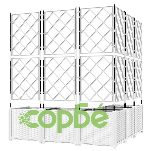 Градинска саксия с решетка бяла 120x120x143 см полипропилен ➤ топ цена ➤ sorbe.bg