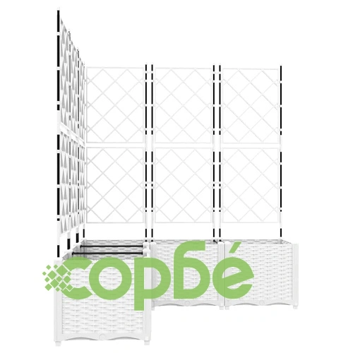 Градинска саксия с решетка бяла 120x120x143 см полипропилен ➤ топ цена ➤ sorbe.bg