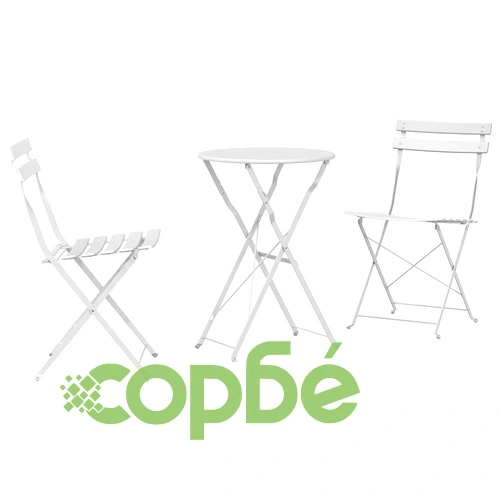 Сгъваем бистро комплект 3 части от стомана 50x50x71 см бял ➤ топ цена ➤ sorbe.bg