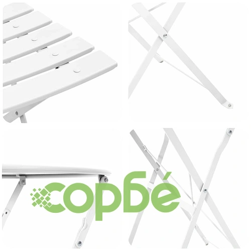 Сгъваем бистро комплект 3 части от стомана 50x50x71 см бял ➤ топ цена ➤ sorbe.bg
