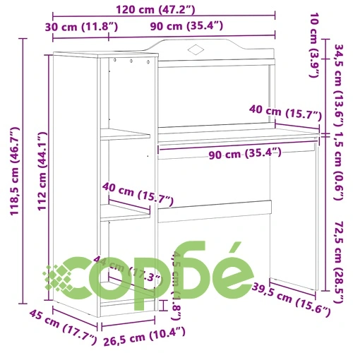 Дъска за писане бяла и сива 120x45x118.5 см от инженерно дърво с рафтове ➤ топ цена ➤ sorbe.bg
